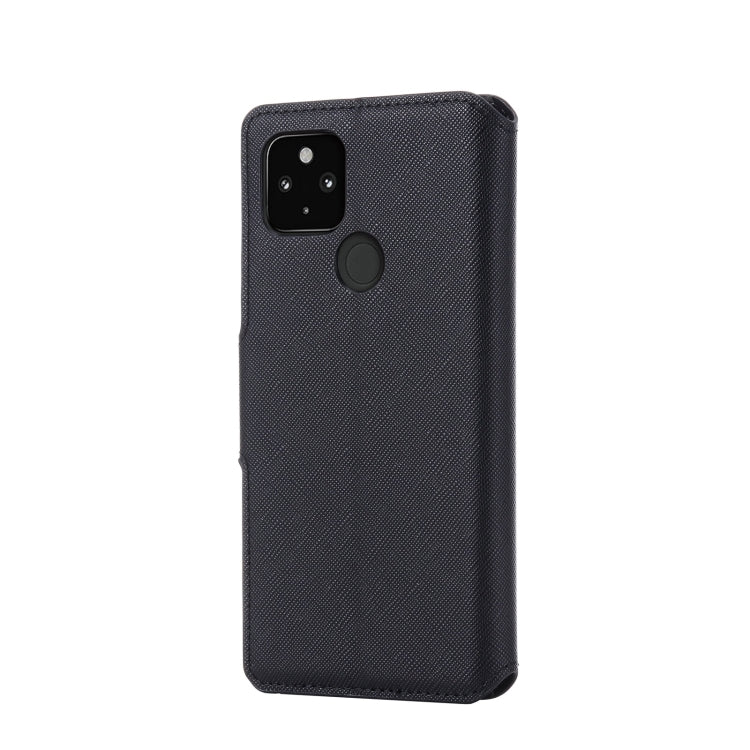 For Google Pixel 5 XL MUXMA MX115 Cross Texture Oil Edge Flip Leather Phone Case