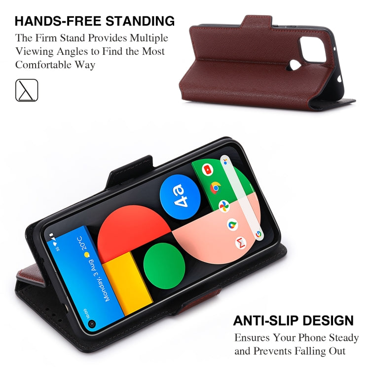 For Google Pixel 5 XL MUXMA MX115 Cross Texture Oil Edge Flip Leather Phone Case