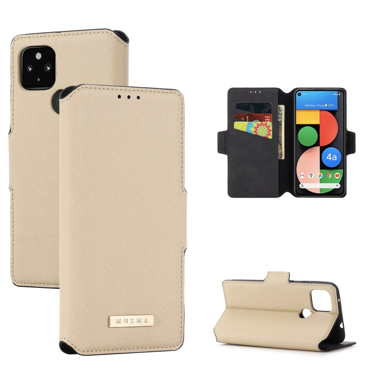 For Google Pixel 5 XL MUXMA MX115 Cross Texture Oil Edge Flip Leather Phone Case