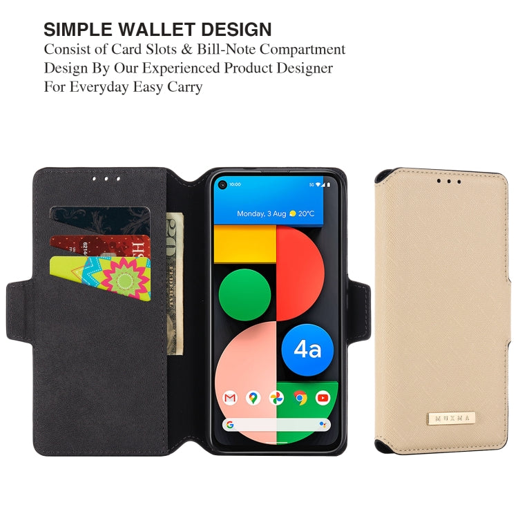 For Google Pixel 5 XL MUXMA MX115 Cross Texture Oil Edge Flip Leather Phone Case