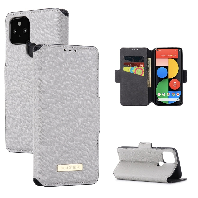 For Google Pixel 5 MUXMA MX115 Cross Texture Oil Edge Flip Leather Phone Case