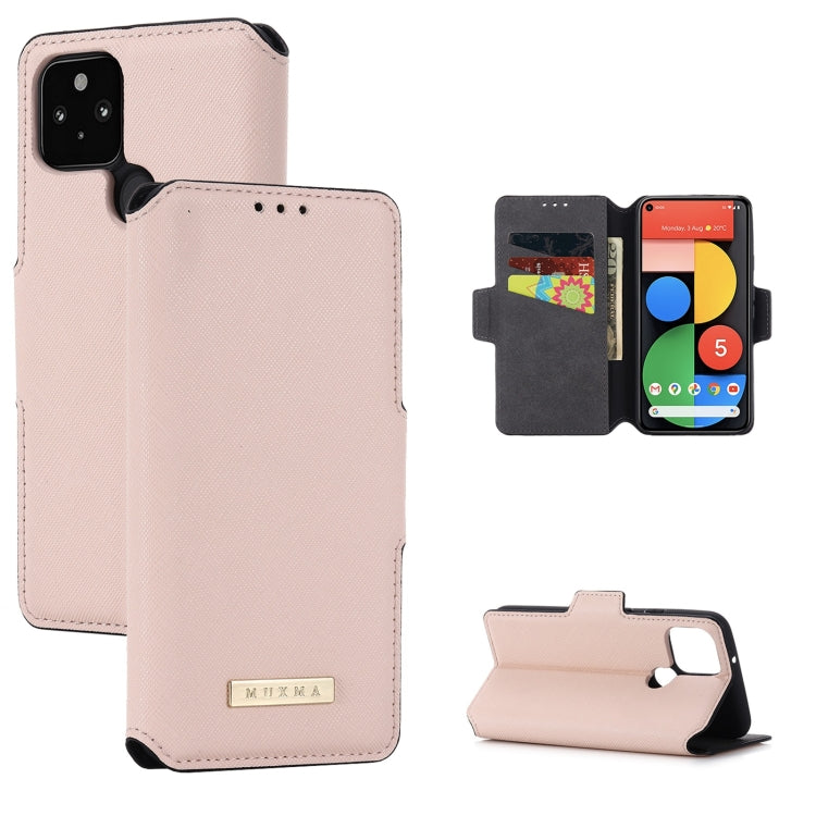 For Google Pixel 5 MUXMA MX115 Cross Texture Oil Edge Flip Leather Phone Case