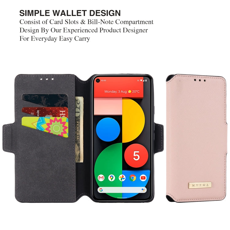 For Google Pixel 5 MUXMA MX115 Cross Texture Oil Edge Flip Leather Phone Case