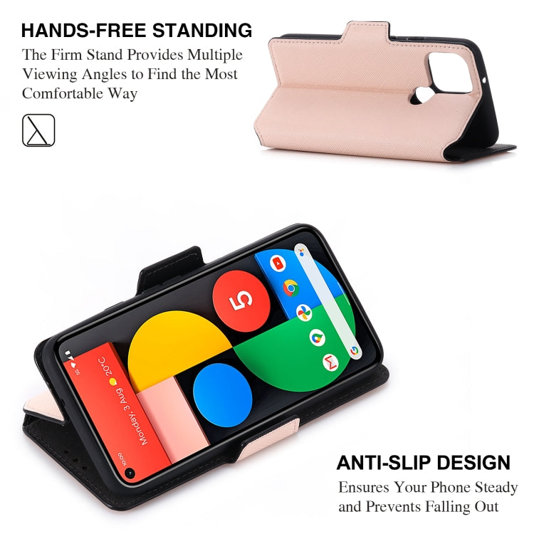 For Google Pixel 5 MUXMA MX115 Cross Texture Oil Edge Flip Leather Phone Case