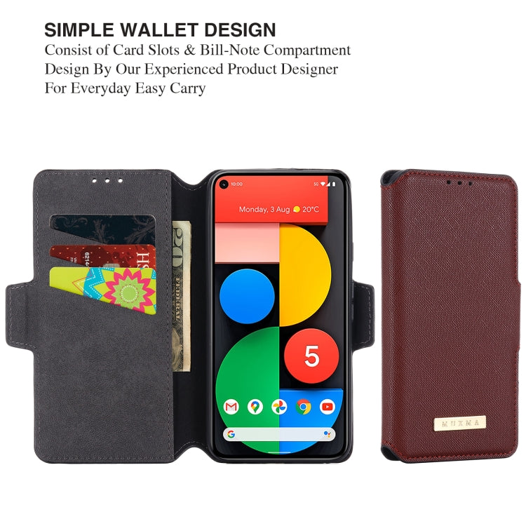 For Google Pixel 5 MUXMA MX115 Cross Texture Oil Edge Flip Leather Phone Case