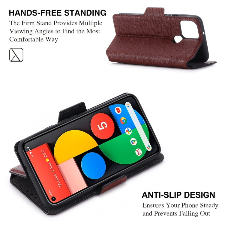 For Google Pixel 5 MUXMA MX115 Cross Texture Oil Edge Flip Leather Phone Case
