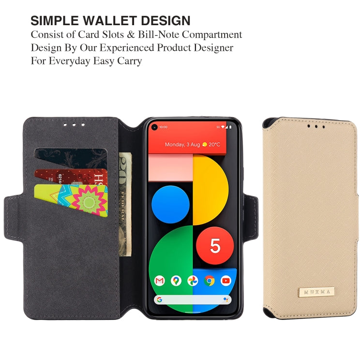 For Google Pixel 5 MUXMA MX115 Cross Texture Oil Edge Flip Leather Phone Case