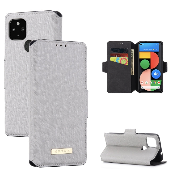 For Google Pixel 4a 5G MUXMA MX115 Cross Texture Oil Edge Flip Leather Phone Case