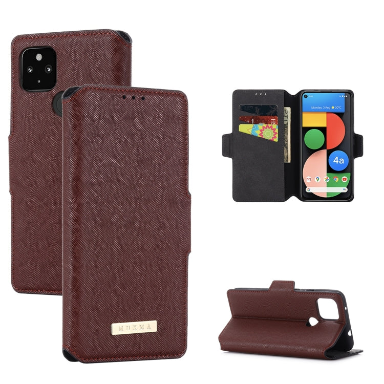 For Google Pixel 4a 5G MUXMA MX115 Cross Texture Oil Edge Flip Leather Phone Case