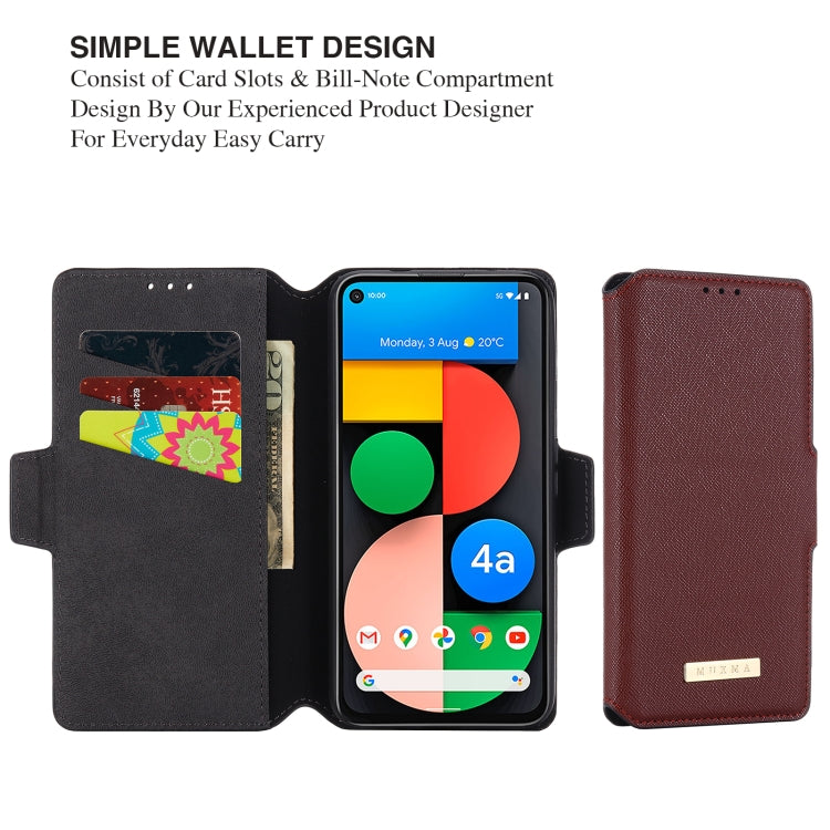 For Google Pixel 4a 5G MUXMA MX115 Cross Texture Oil Edge Flip Leather Phone Case