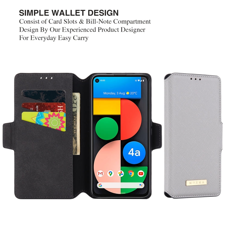 For Google Pixel 4a 5G MUXMA MX115 Cross Texture Oil Edge Flip Leather Phone Case
