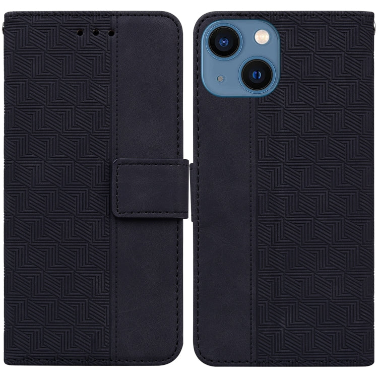 For iPhone 14 Geometric Embossed Leather Phone Case