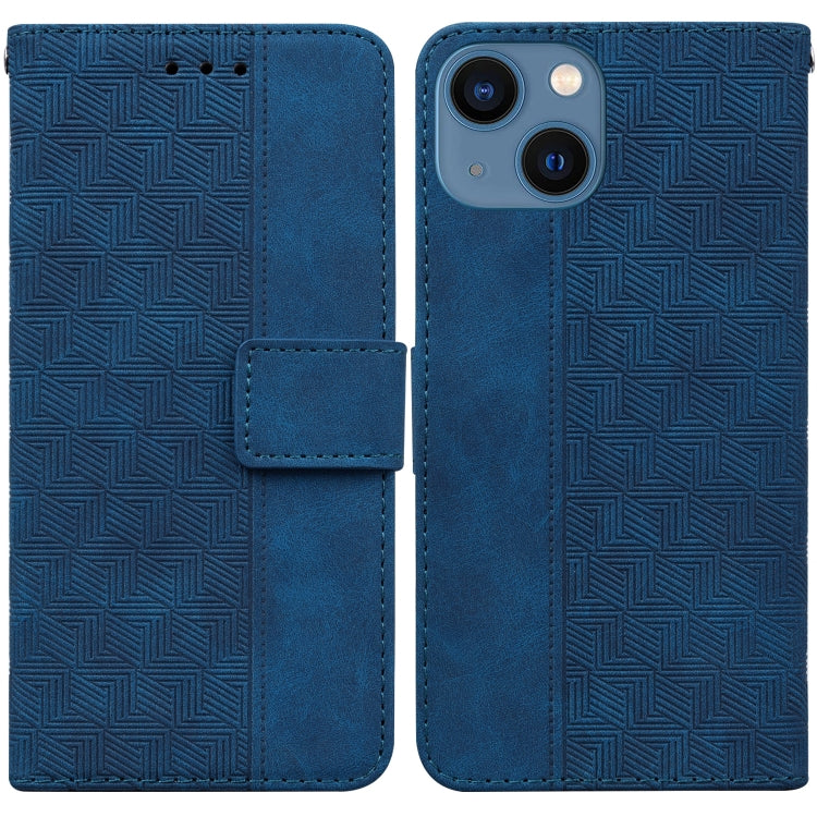 For iPhone 14 Geometric Embossed Leather Phone Case