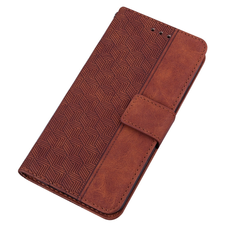 For iPhone 14 Plus Geometric Embossed Leather Phone Case