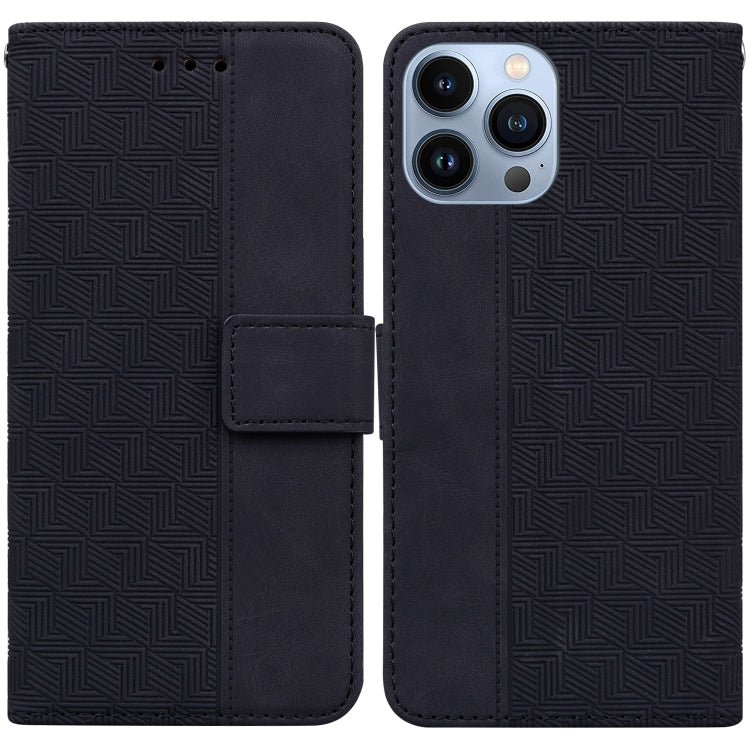 For iPhone 14 Pro Max Geometric Embossed Leather Phone Case