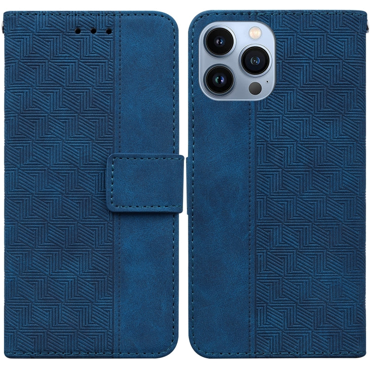 For iPhone 14 Pro Max Geometric Embossed Leather Phone Case