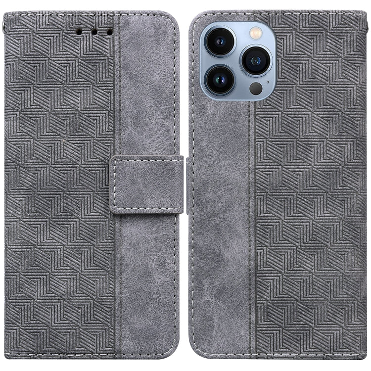 For iPhone 14 Pro Max Geometric Embossed Leather Phone Case