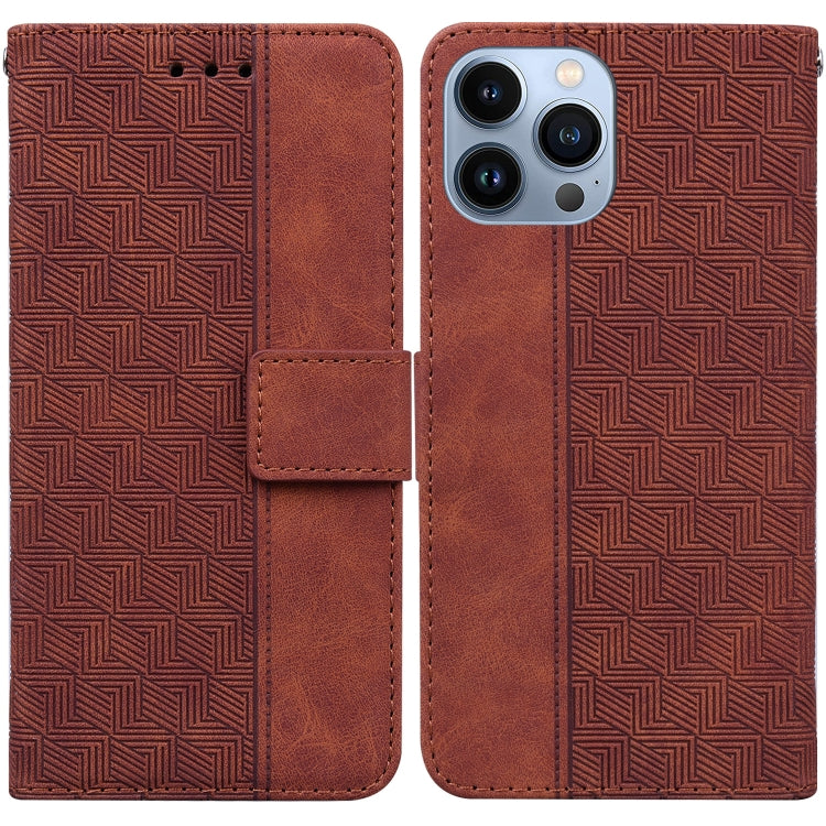 For iPhone 14 Pro Max Geometric Embossed Leather Phone Case