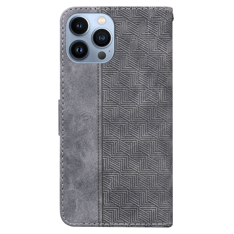 For iPhone 14 Pro Geometric Embossed Leather Phone Case