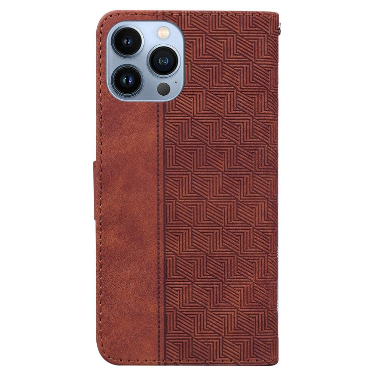 For iPhone 14 Pro Geometric Embossed Leather Phone Case