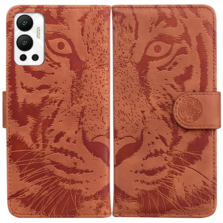 For Infinix Hot 12 Tiger Embossing Pattern Horizontal Flip Leather Phone Case