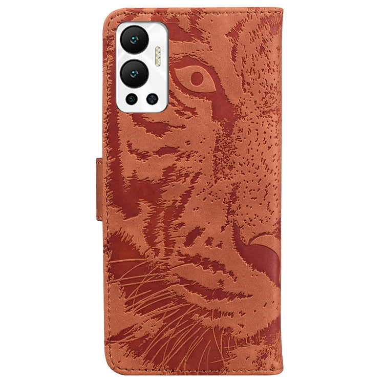 For Infinix Hot 12 Tiger Embossing Pattern Horizontal Flip Leather Phone Case