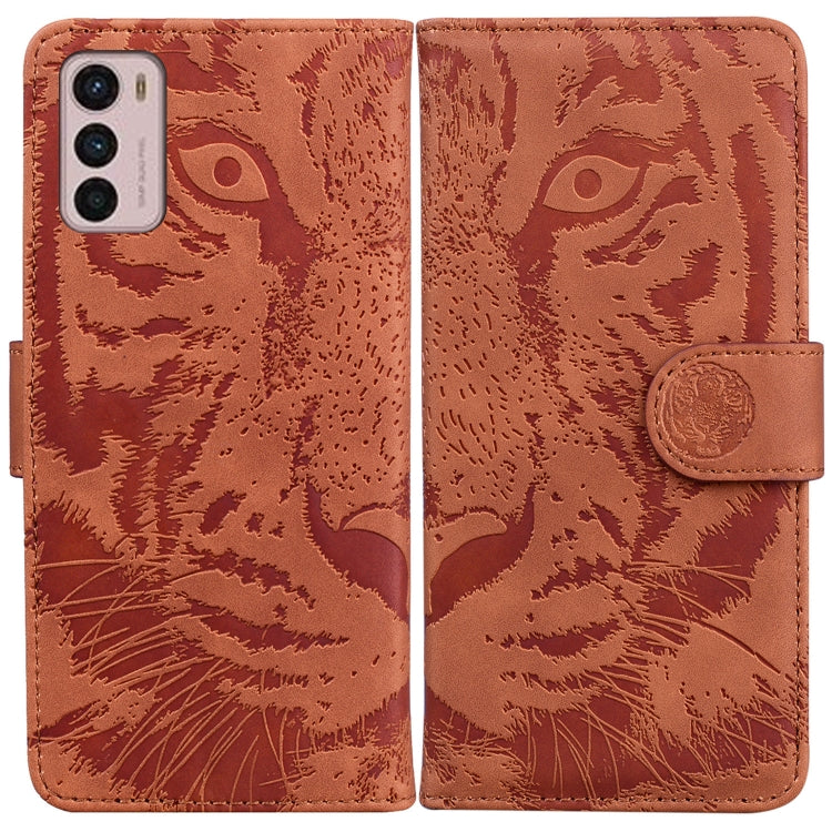 For Motorola Moto G42 Tiger Embossing Pattern Horizontal Flip Leather Phone Case