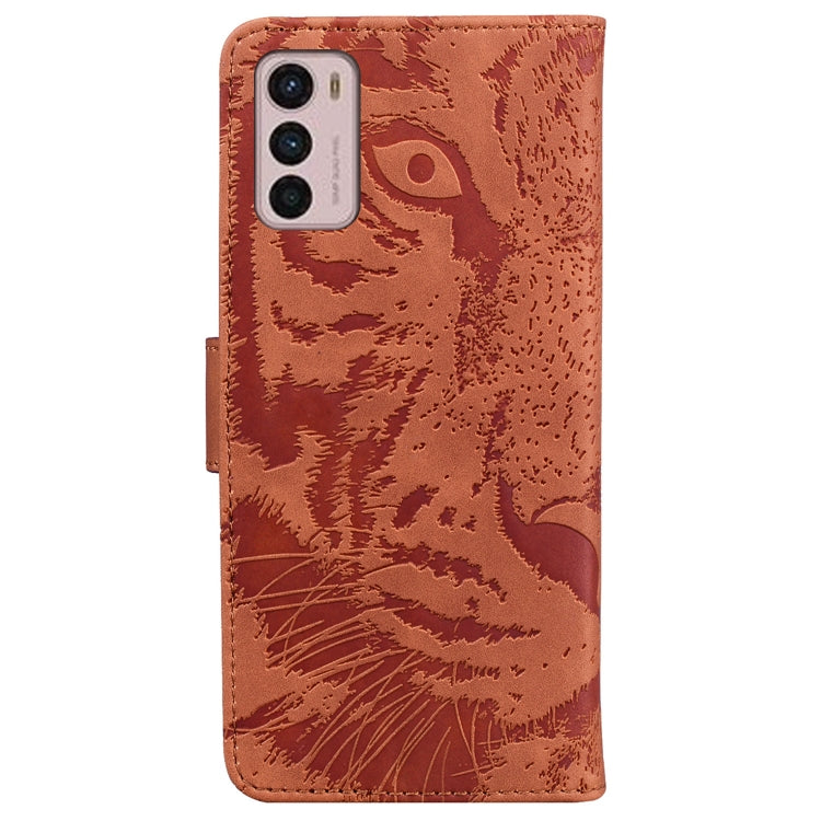 For Motorola Moto G42 Tiger Embossing Pattern Horizontal Flip Leather Phone Case