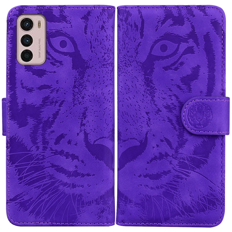 For Motorola Moto G42 Tiger Embossing Pattern Horizontal Flip Leather Phone Case