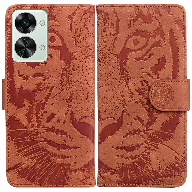 For OnePlus Nord 2T Tiger Embossing Pattern Horizontal Flip Leather Phone Case