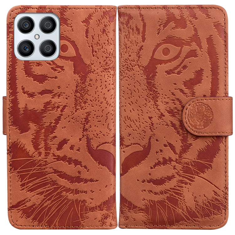For Honor X8 Tiger Embossing Pattern Horizontal Flip Leather Phone Case