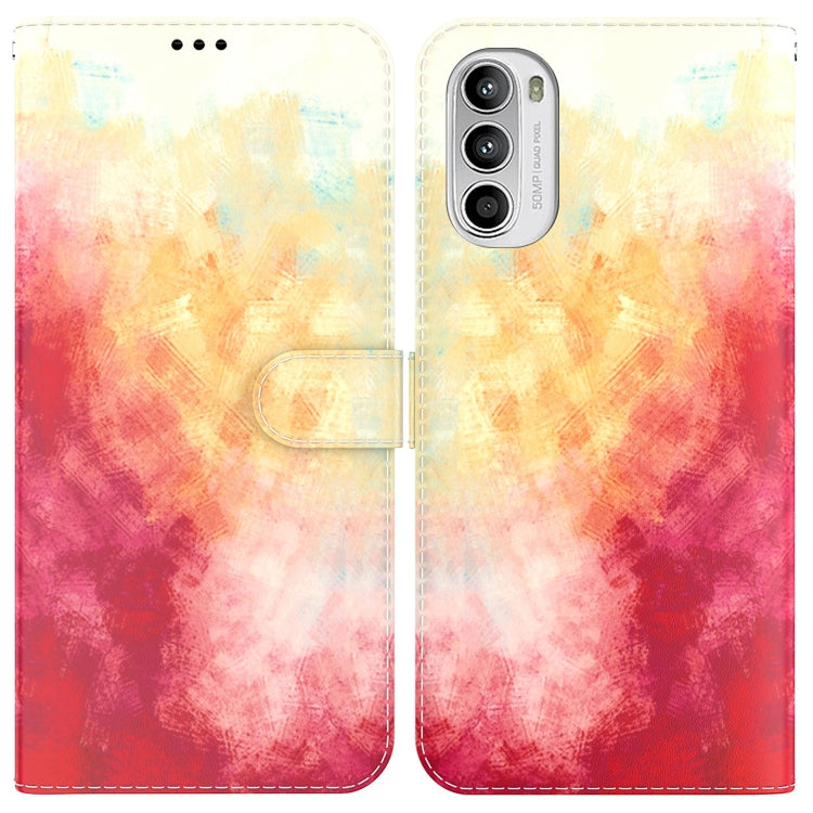 For Motorola Moto G52J Japan Version Watercolor Pattern Horizontal Flip Leather Phone Case