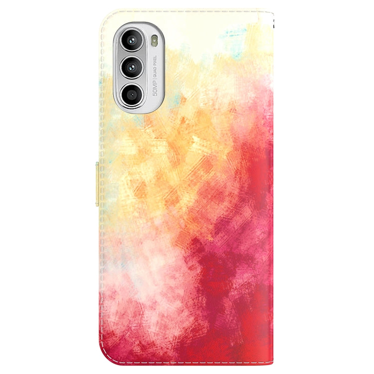 For Motorola Moto G52J Japan Version Watercolor Pattern Horizontal Flip Leather Phone Case