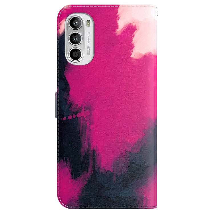 For Motorola Moto G52J Japan Version Watercolor Pattern Horizontal Flip Leather Phone Case