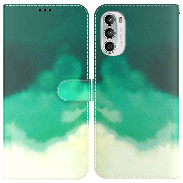 For Motorola Moto G52J Japan Version Watercolor Pattern Horizontal Flip Leather Phone Case