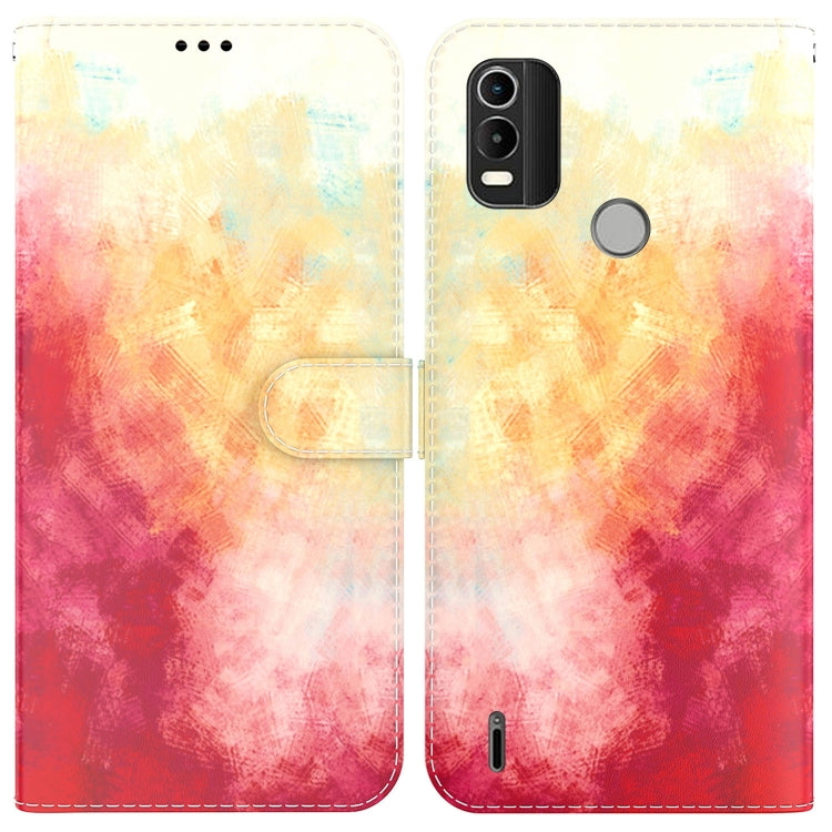 For Nokia C21 Plus Watercolor Pattern Horizontal Flip Leather Phone Case