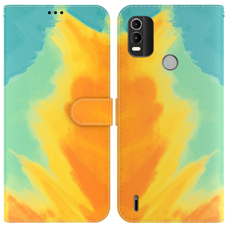 For Nokia C21 Plus Watercolor Pattern Horizontal Flip Leather Phone Case