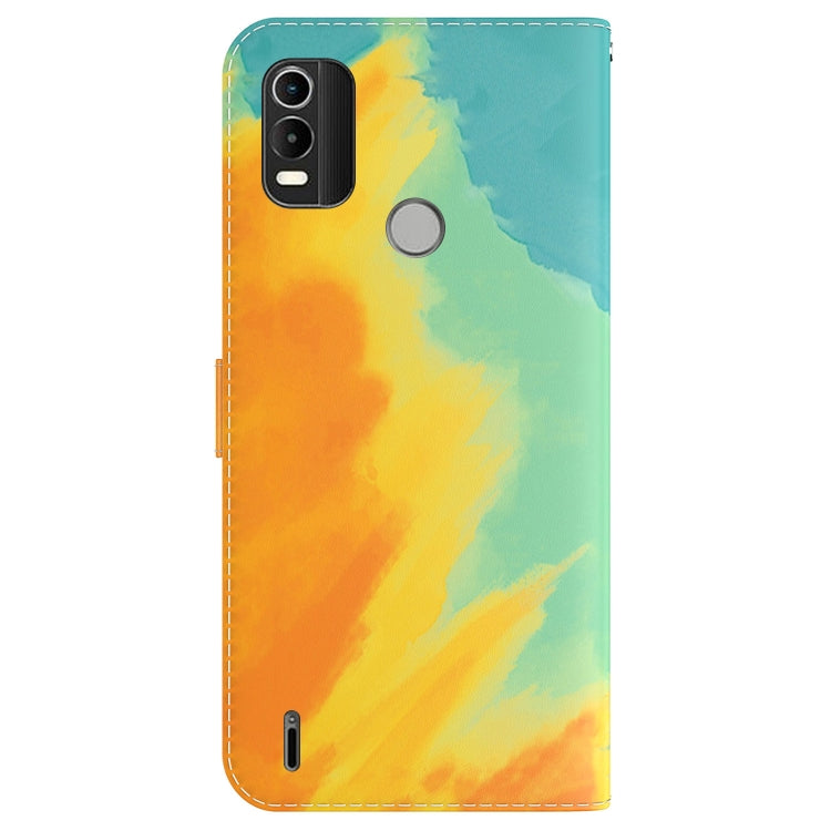 For Nokia C21 Plus Watercolor Pattern Horizontal Flip Leather Phone Case