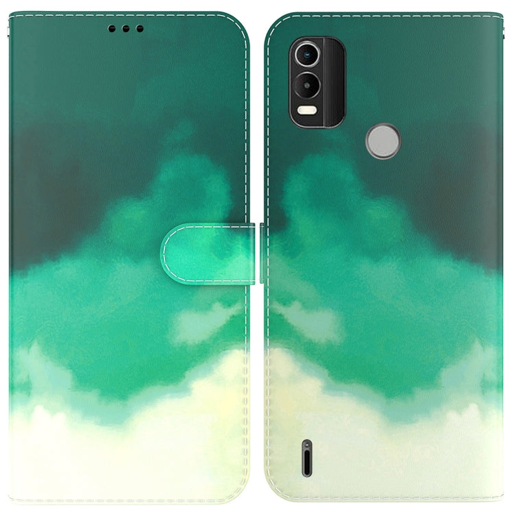 For Nokia C21 Plus Watercolor Pattern Horizontal Flip Leather Phone Case