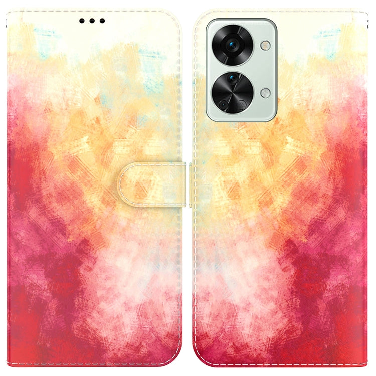 For OnePlus Nord 2T Watercolor Pattern Horizontal Flip Leather Phone Case
