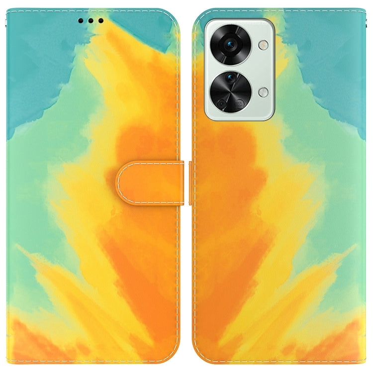 For OnePlus Nord 2T Watercolor Pattern Horizontal Flip Leather Phone Case