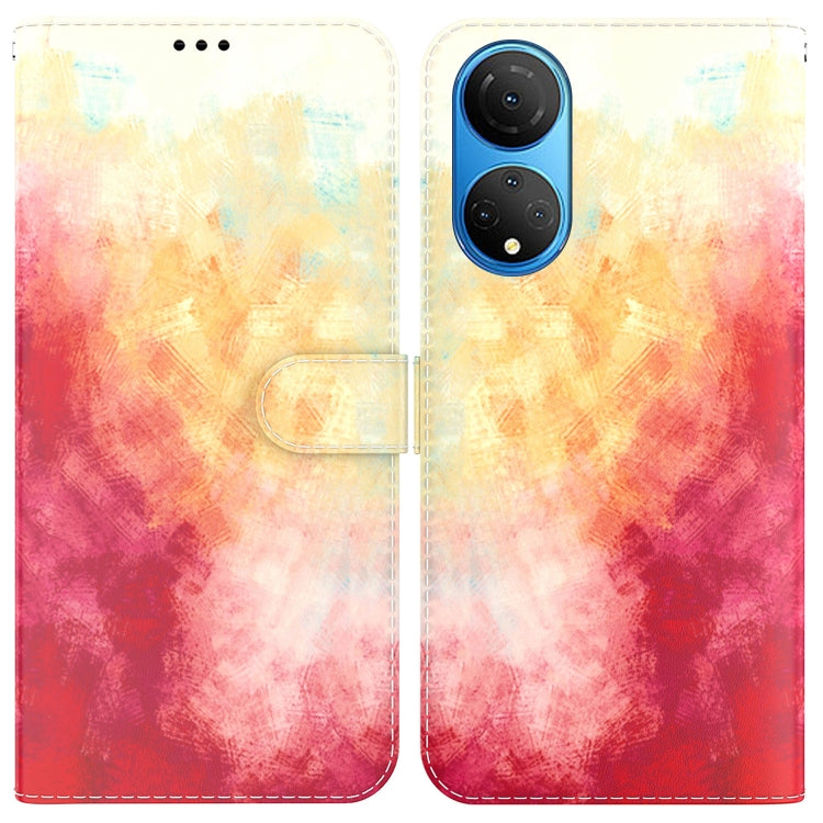 For Honor X7 Watercolor Pattern Horizontal Flip Leather Phone Case