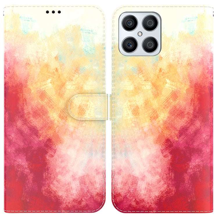 For Honor X8 Watercolor Pattern Horizontal Flip Leather Phone Case