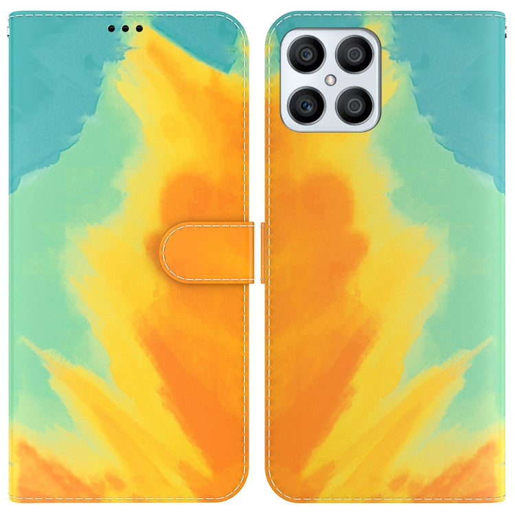 For Honor X8 Watercolor Pattern Horizontal Flip Leather Phone Case