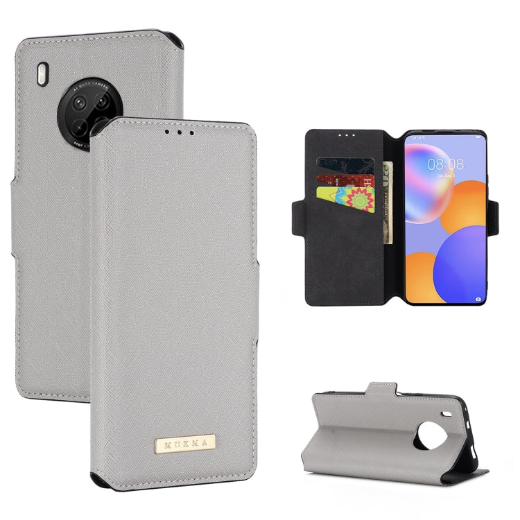 For Huawei Y9a / Enjoy 20 SE MUXMA MX115 Cross Texture Oil Edge Flip Leather Phone Case