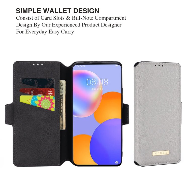 For Huawei Y9a / Enjoy 20 SE MUXMA MX115 Cross Texture Oil Edge Flip Leather Phone Case