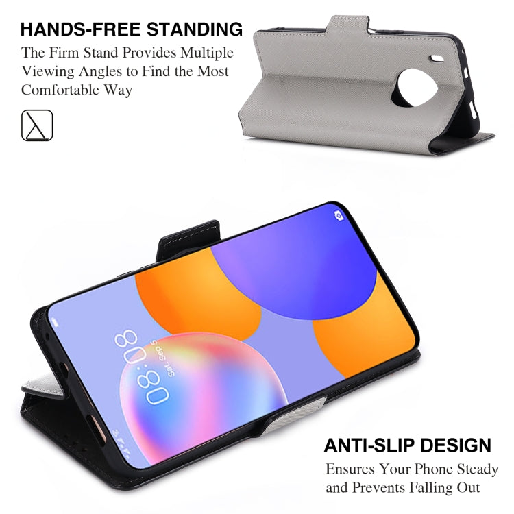 For Huawei Y9a / Enjoy 20 SE MUXMA MX115 Cross Texture Oil Edge Flip Leather Phone Case
