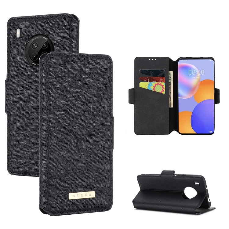 For Huawei Y9a / Enjoy 20 SE MUXMA MX115 Cross Texture Oil Edge Flip Leather Phone Case