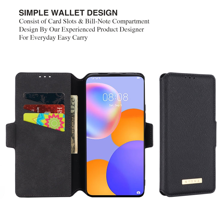 For Huawei Y9a / Enjoy 20 SE MUXMA MX115 Cross Texture Oil Edge Flip Leather Phone Case