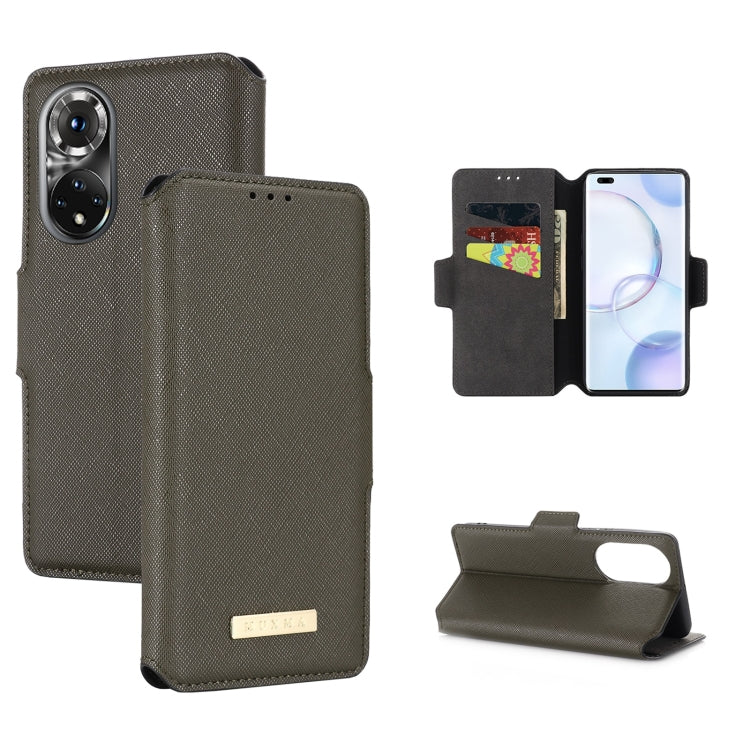 For Honor 50 MUXMA MX115 Cross Texture Oil Edge Flip Leather Phone Case